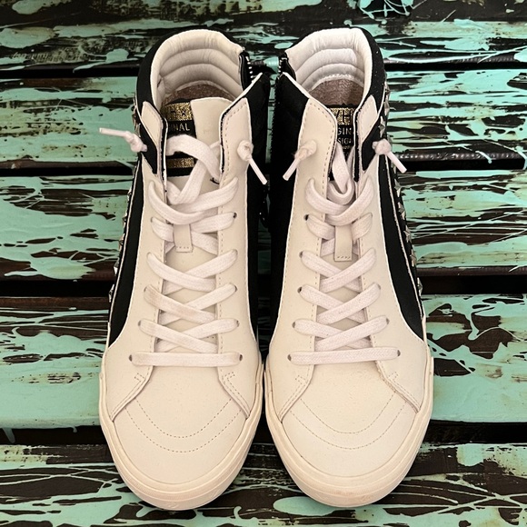Vintage Havana Shoes - Vintage Havana Black and Cream High-Top Sneakers
